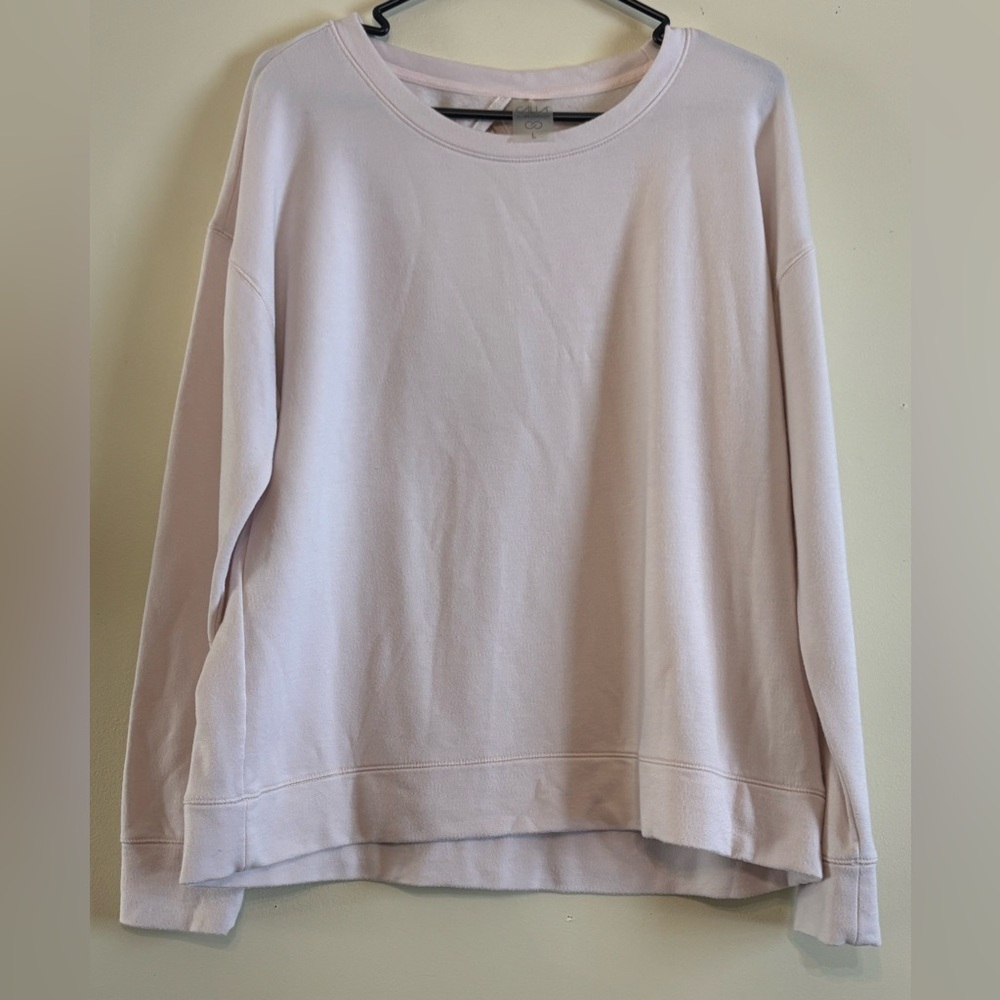 Calia by Carrie Underwood Luxe Brushed Cotton Keyhole Back Sweathshirt Ivory L